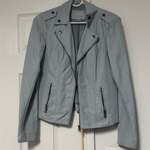 Chic Gray Leather Jacket for Women